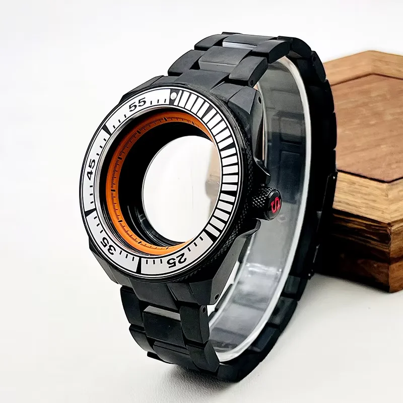 Mod King Samurai SRPE Watch Case and 22mm Watch Bracelet Set Fit for NH35 NH36 Movement Transpare Back Watch Case With Strap Kit