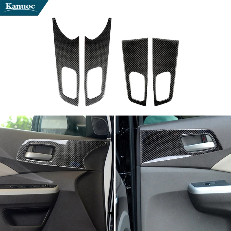 

4Pcs Door Handle Stickers For Honda CR-V CRV 2012 2013 2014 Car Carbon Fiber Interior Decorative Accessories