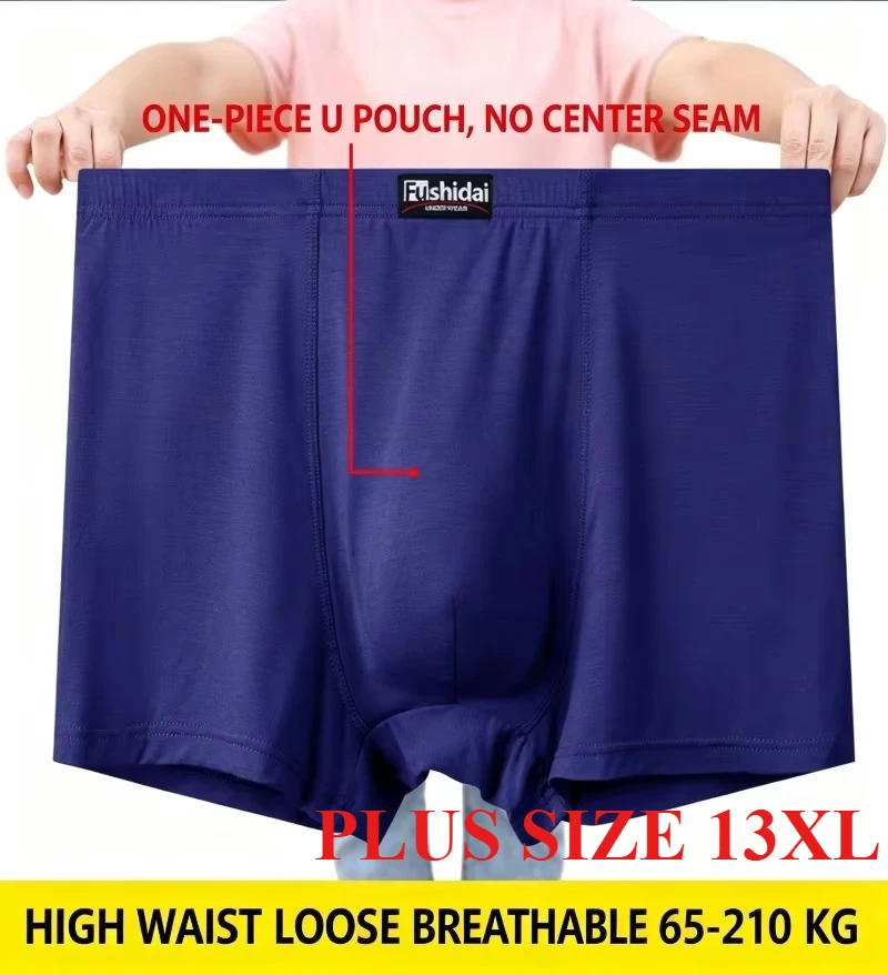 13XL Big and Tall Men Boxer Shorts Plus Size Underwear Soft Modal High Waist Loose Fits Up to 200kg Large Size Breathable