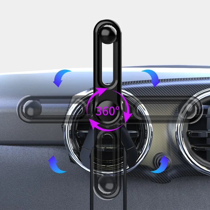 Car Air Vent Metal Hook Clip Upgrade Version 17mm Ball Head Base 360° Rotating Telescopic Car Ball Head Phone Holder