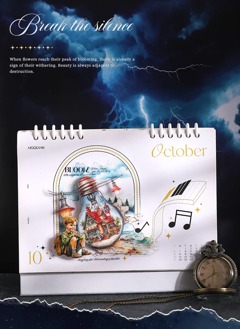 JIANWU Vintage Lightbulb Coast Island Time Landscape Material Collage Scrapbooking PET Sticker Creative DIY Journal Stationery