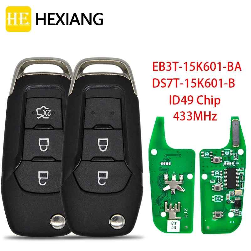 HE Xiang Car Remote Control Key For Ford Ranger F150 KA Mondeo Glaxy S-Max ID49 433MHz Replacement Flip  HU101 Blade