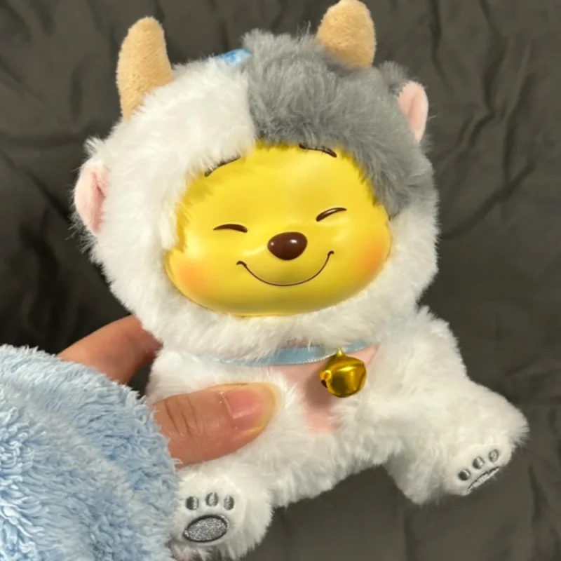 Original winnie the pooh festa impertinente vinil rosto boneca caixa cega bonito inchado estatueta brinquedo colecionável kawaii menina presente de aniversário