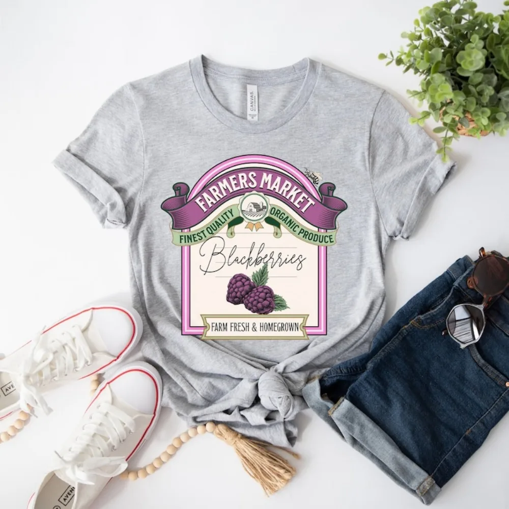 Blackberries Shirt Farm Fresh Shirt Farmers Market Fresh Blackberries Blackberry Shirt Gardening Tops Fruit Clothes Cottagecore