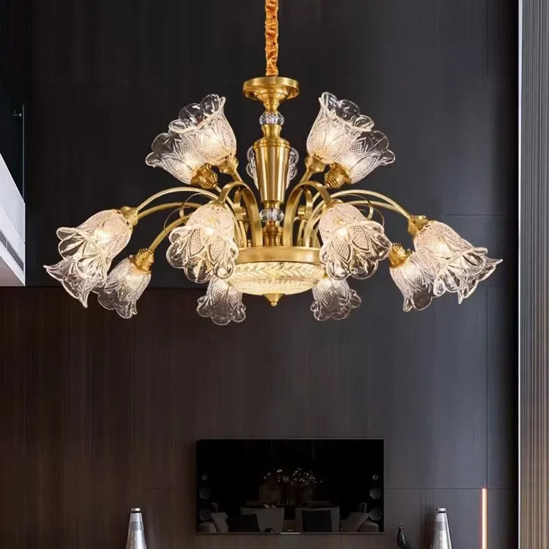 

DORIAN American Luxury Brass Chandelier LED French RetroLiving Room Restaurant Bedroom Study Villa Hotel Aisle Pendant Lamp