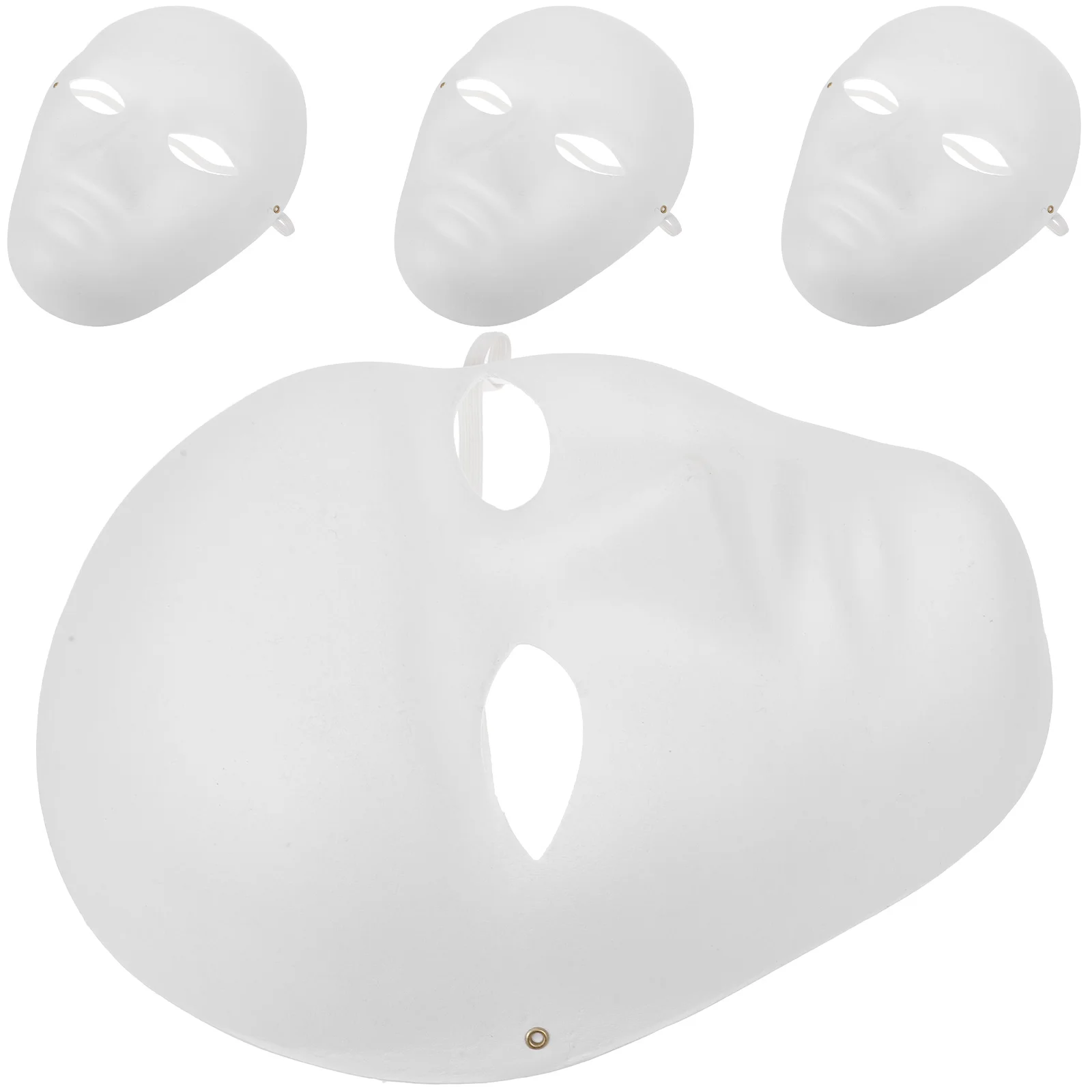 

4pcs Hand Painted Handmade Pulp Masks Masks Blank Paper Pulp Carnival Halloween Masquerade Party Supplies Paintable Toys