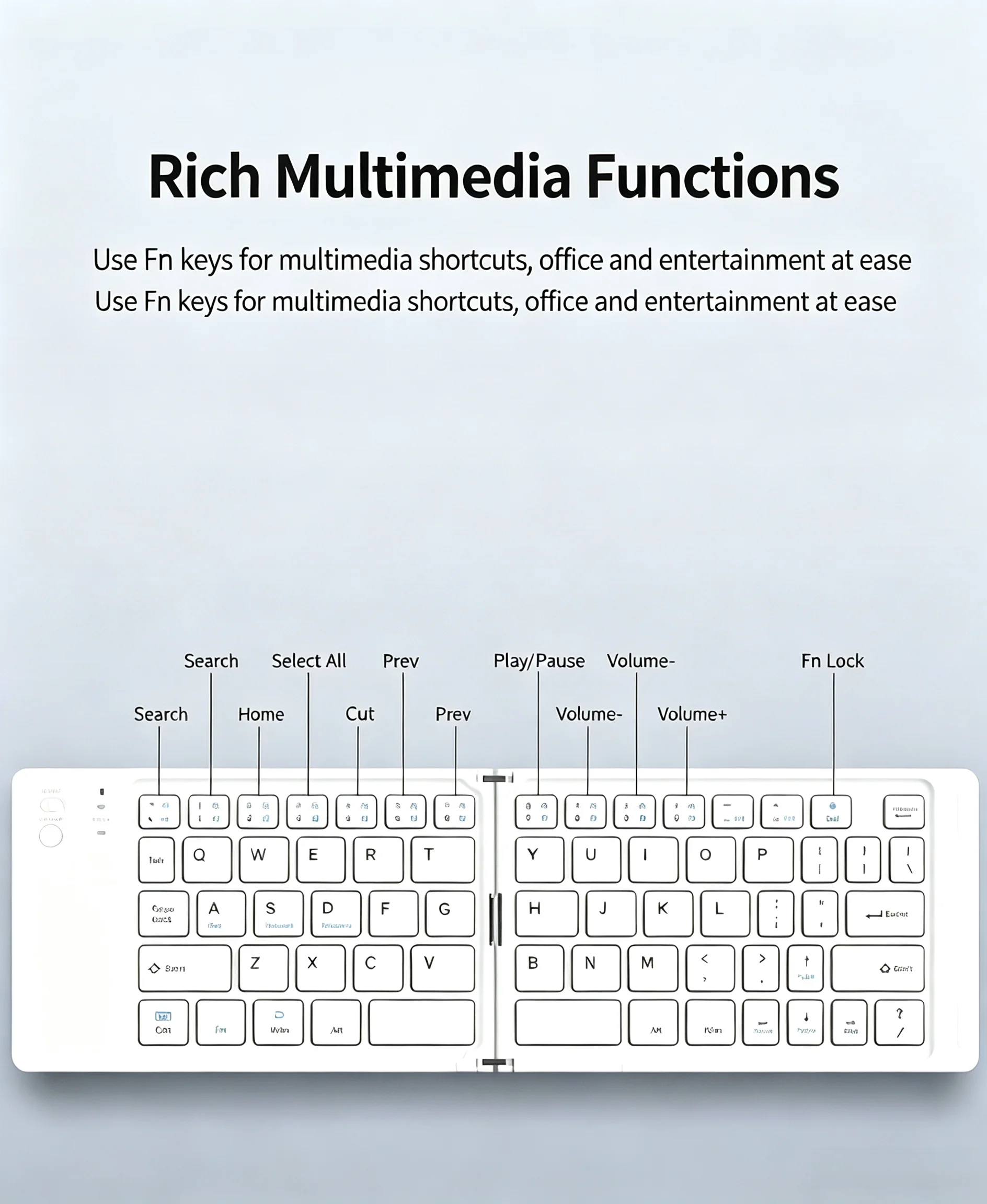 Foldable Bluetooth Keyboard Portable Lightweight Universal For Android iOS B028  Compact Travel BluetoothKeyboard