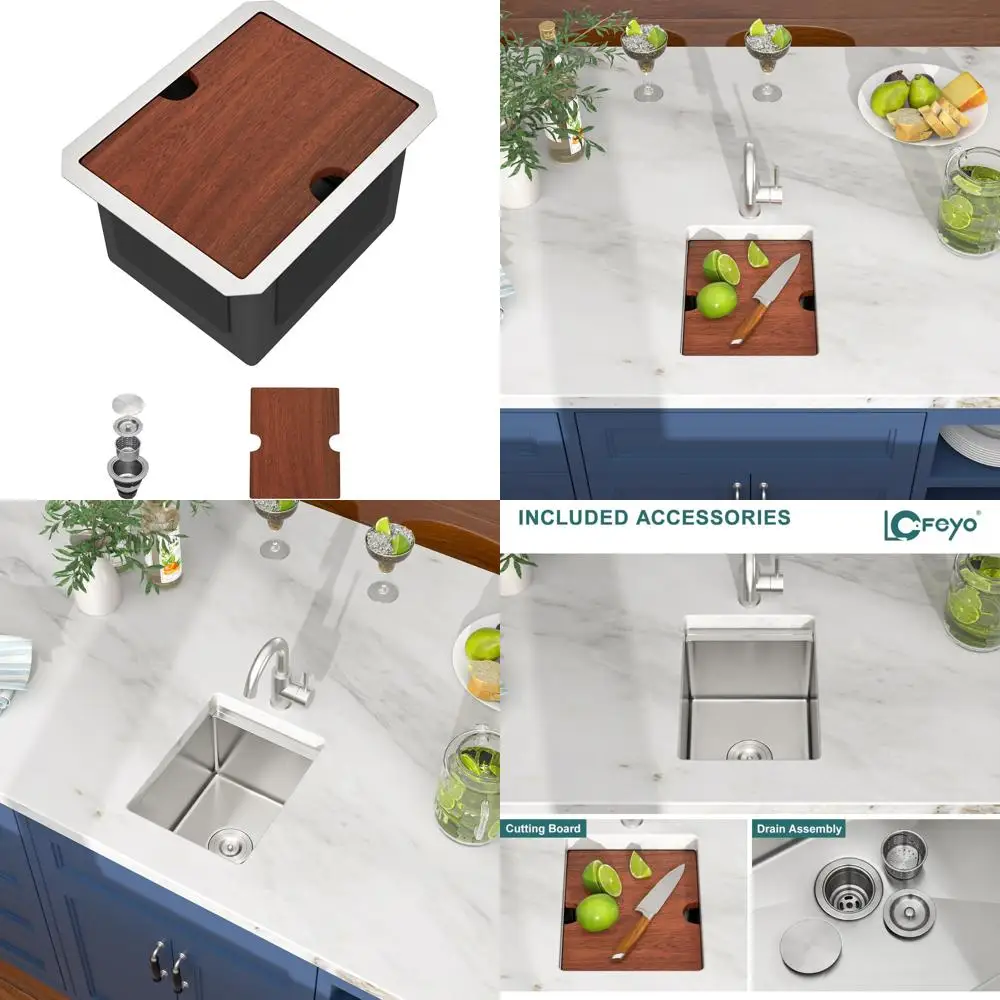 

Stainless Steel Undermount Kitchen Sink 12x15 for Wet Bar, Small Kitchen, and RV Use - 16 Gauge, Workstation Sink for Bar Prep a