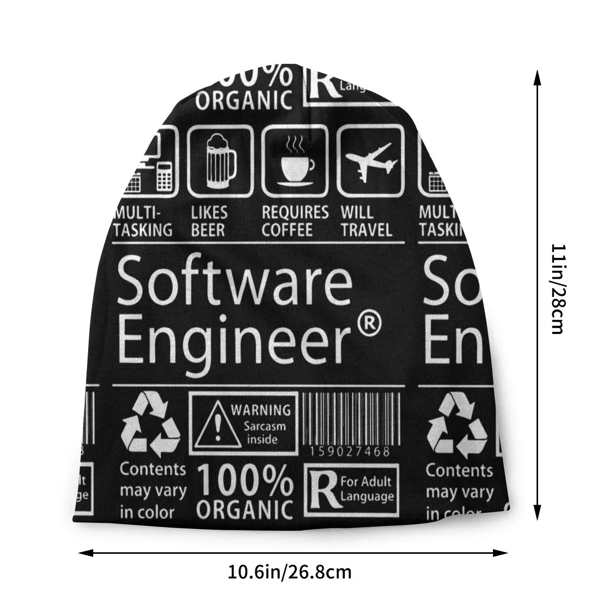 Software Engineer Programming Skullies Beanies Eat Sleep Code Repeat Programmer Developer Hat Cap Warm Bonnet Knitted Hat