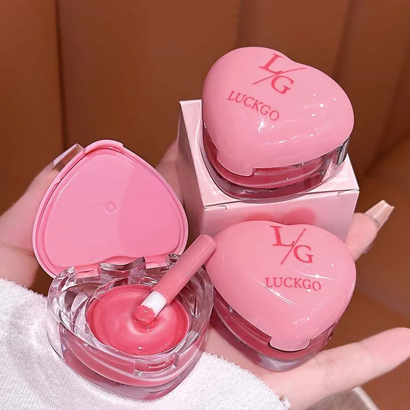 الحب شكل اثنين من لهجة قناع الشفاه الوردي ترطيب هلام الشفاه بلسم سطع مرآة الشفاه الصقيل الخريف/الشتاء الجمال ماكياج الشفاه الرعاية 7 جرام