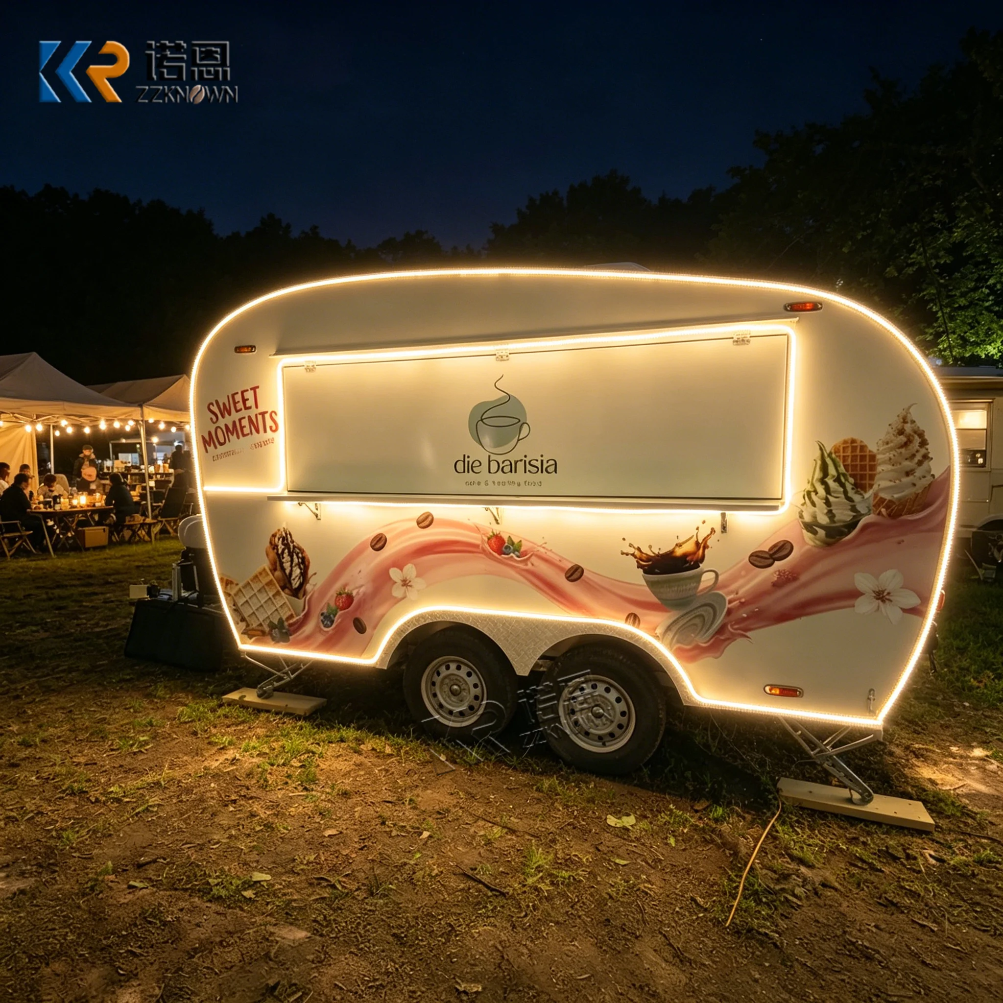 

Commercial Mobile Food Trailer with Stainless Steel Interior for Outdoor Catering Food Vending Truck