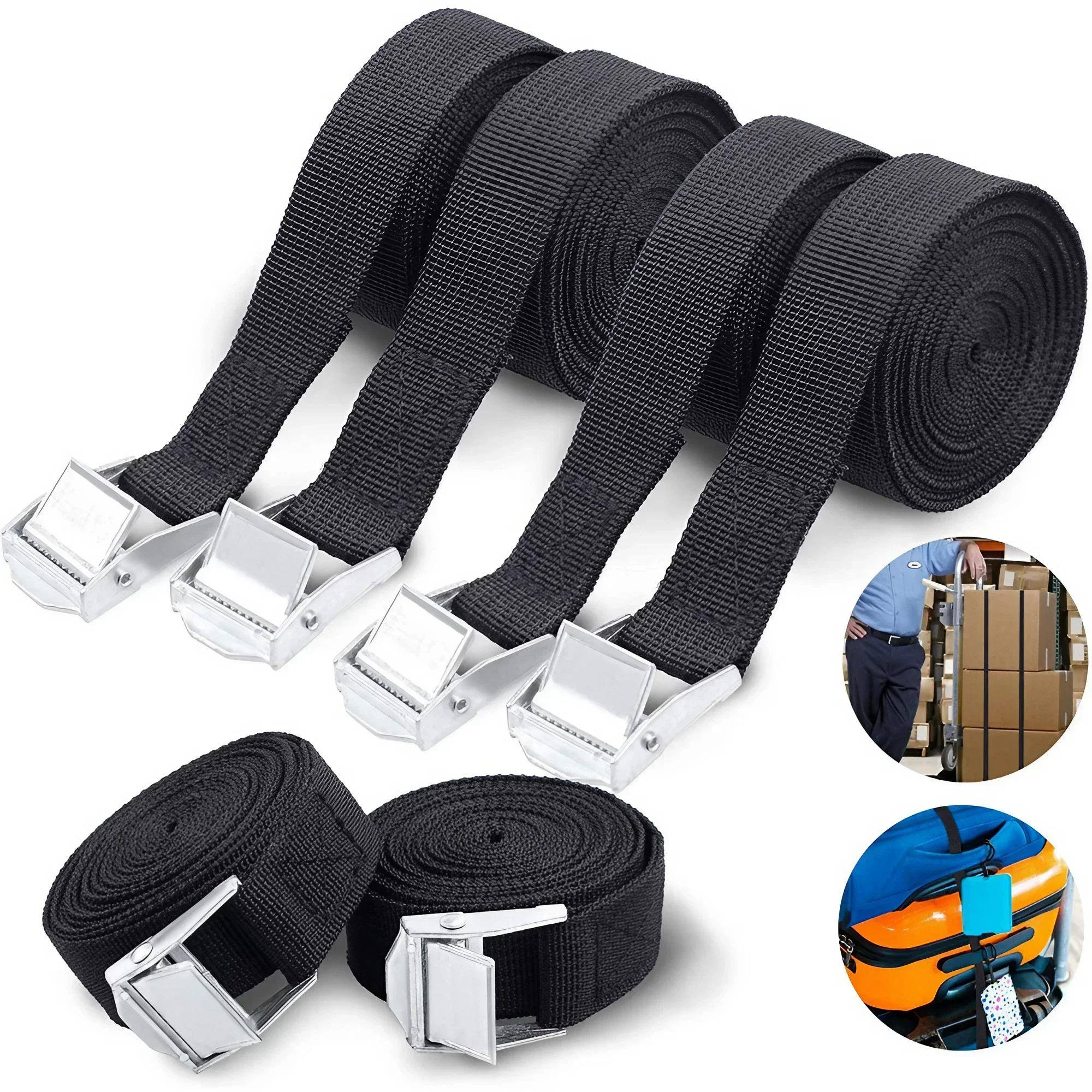 Heavy Duty Car Cargo Tie Down Strap Durable Nylon Zinc Alloy Buckle Ratchet Belt for Luggage Trucks Motorcycles
