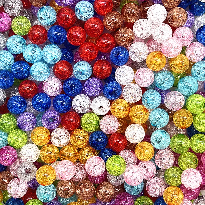 20pcs 12mm Round Acrylic Crackle Beads Loose Spacer Beads for Jewelry Making Diy Handmade Bracelets Accessories