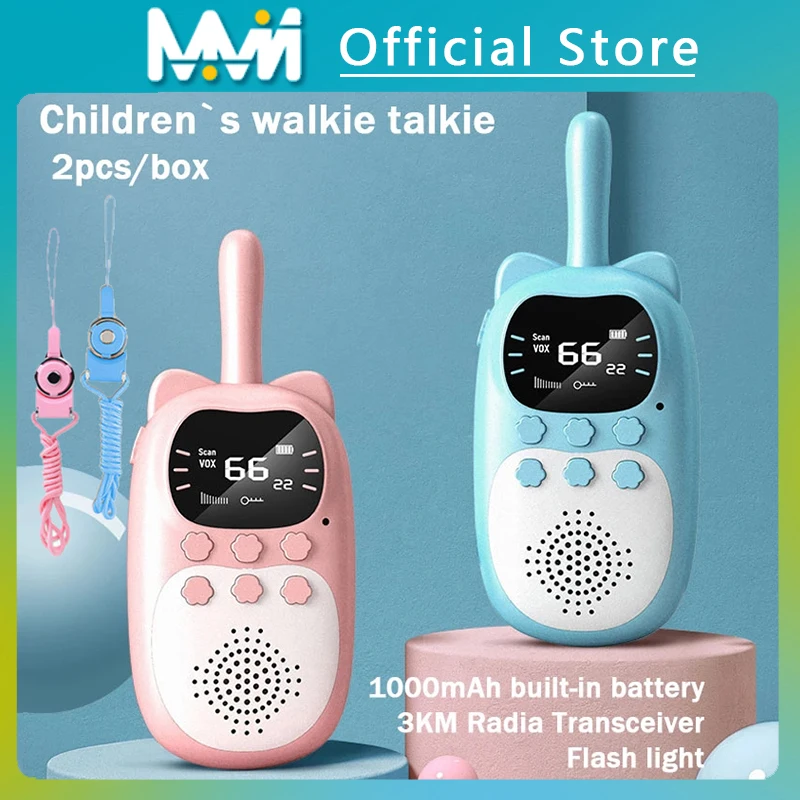 Kids Walkie Talkie 2PCS Elektroniczne zabawki dla dzieci Gadżety szpiegowskie Telefon radiowy dla dzieci Zasięg 3 km Świąteczny prezent urodzinowy dla chłopców i dziewczynek