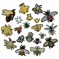 Golden Bees Appliques ricamate ferro su insetti patch zanzara Beetle adesivi di stoffa bug badge per uomo giacche decorazioni fai da te