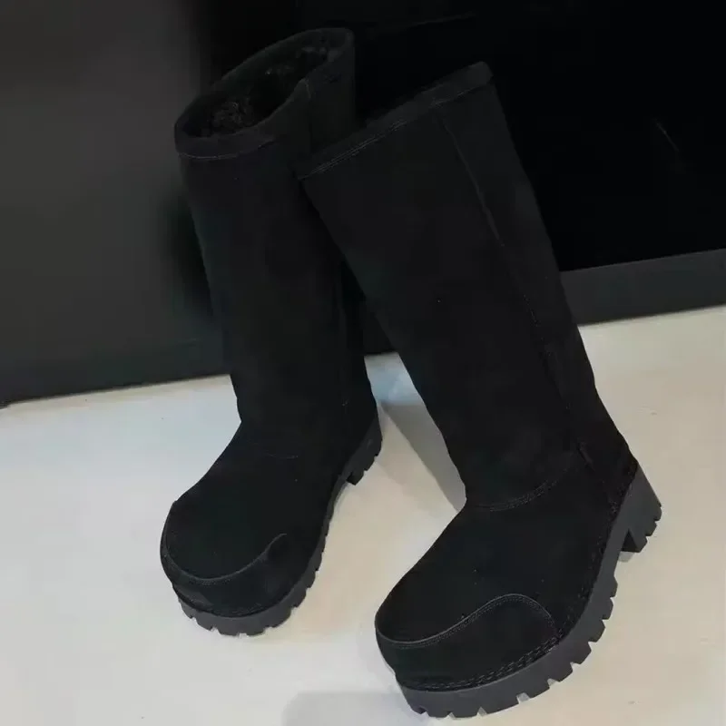 Careaymade-Winter Style Ugly Cute Big Head Snow Boots Bread Boots Men Women Thick Bottom Heightening Knee High Warm Cotton Boots