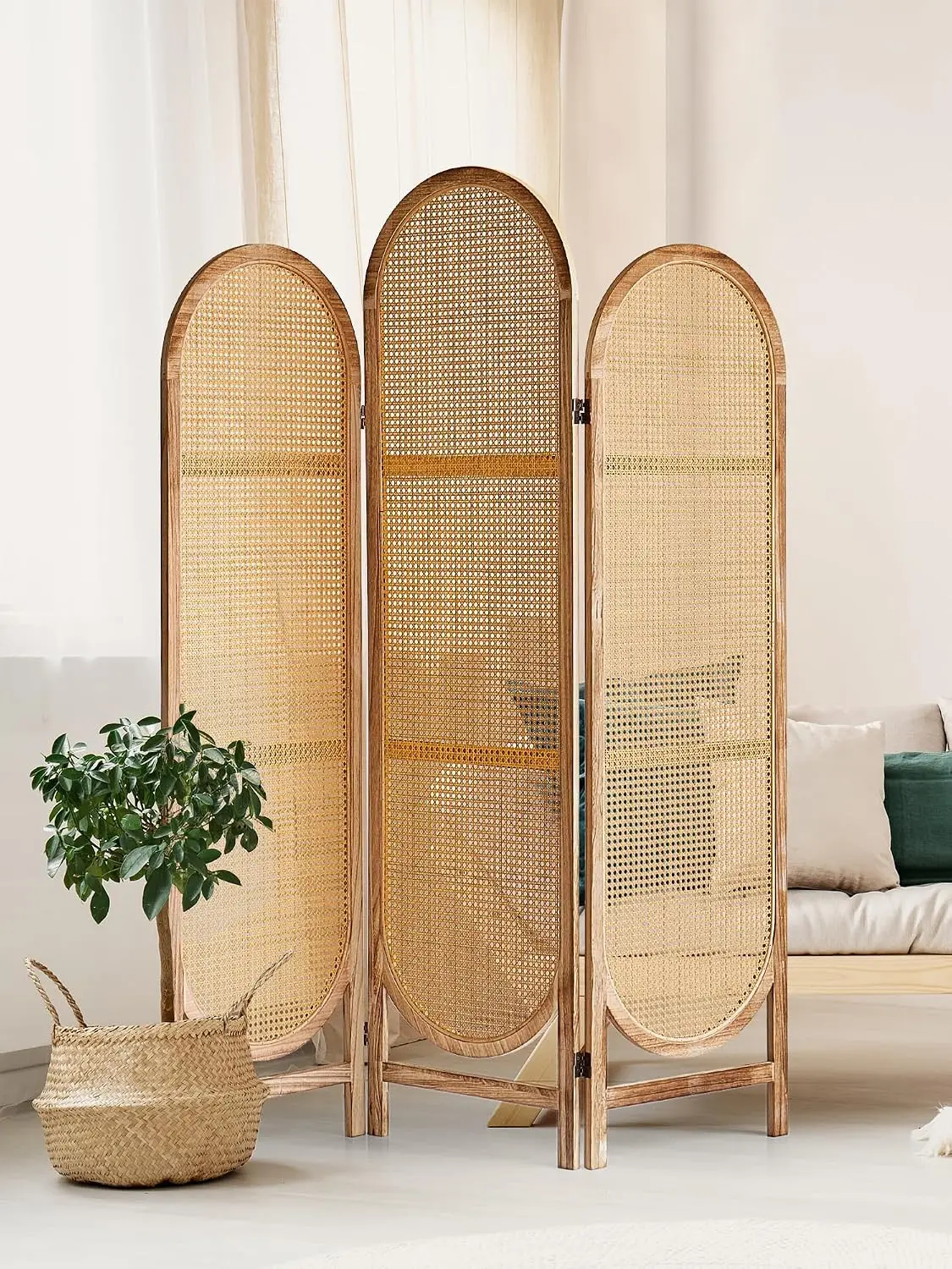 3 Panel Room Dividers and Folding Privacy Screens, Wooden Room Divider with Bi-Directional Hinge, Pre-Assembled, Customized