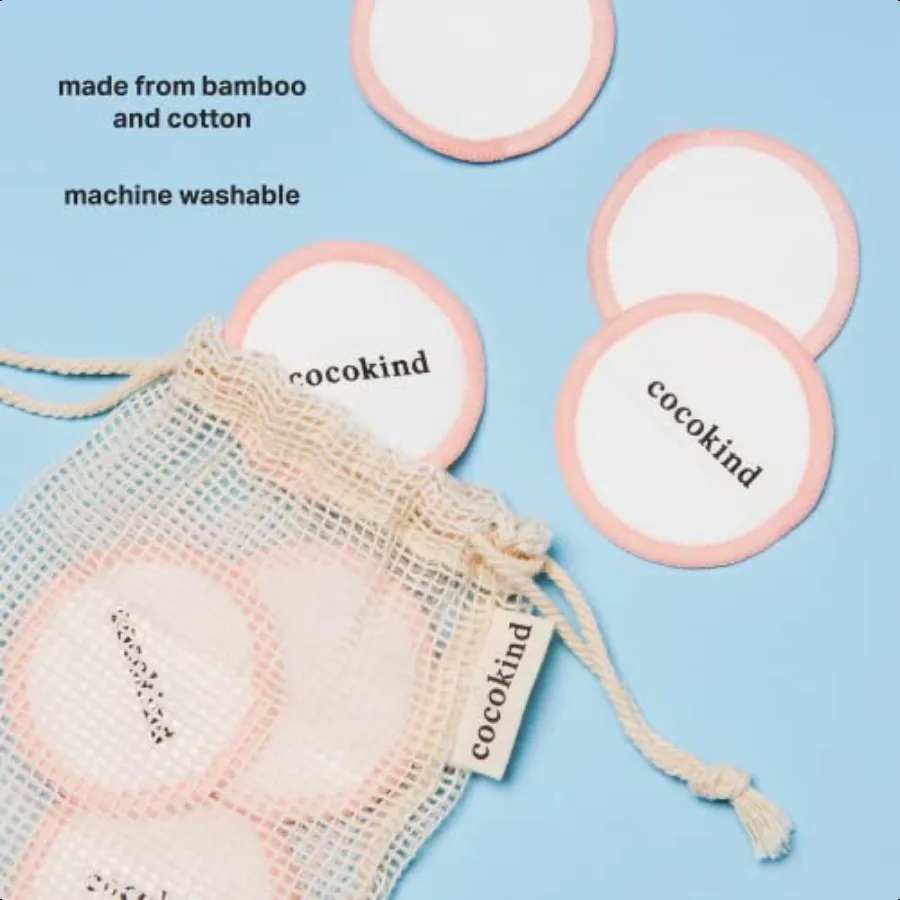 Herbruikbare gezichtsrondes Herbruikbare make-up verwijderaarpads Gemaakt met bamboe en katoen Wasbare make-up katoenen rondes met zak 14 stuks
