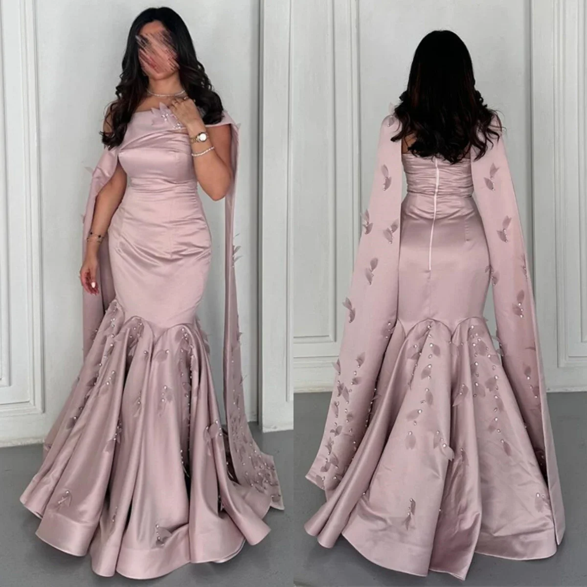 

Customized Prom Gown Formal Saudi Arabia Asymmetrical Halter Mermaid Floor Length Bead Ribbon Bespoke Occasion Dresses Evening D