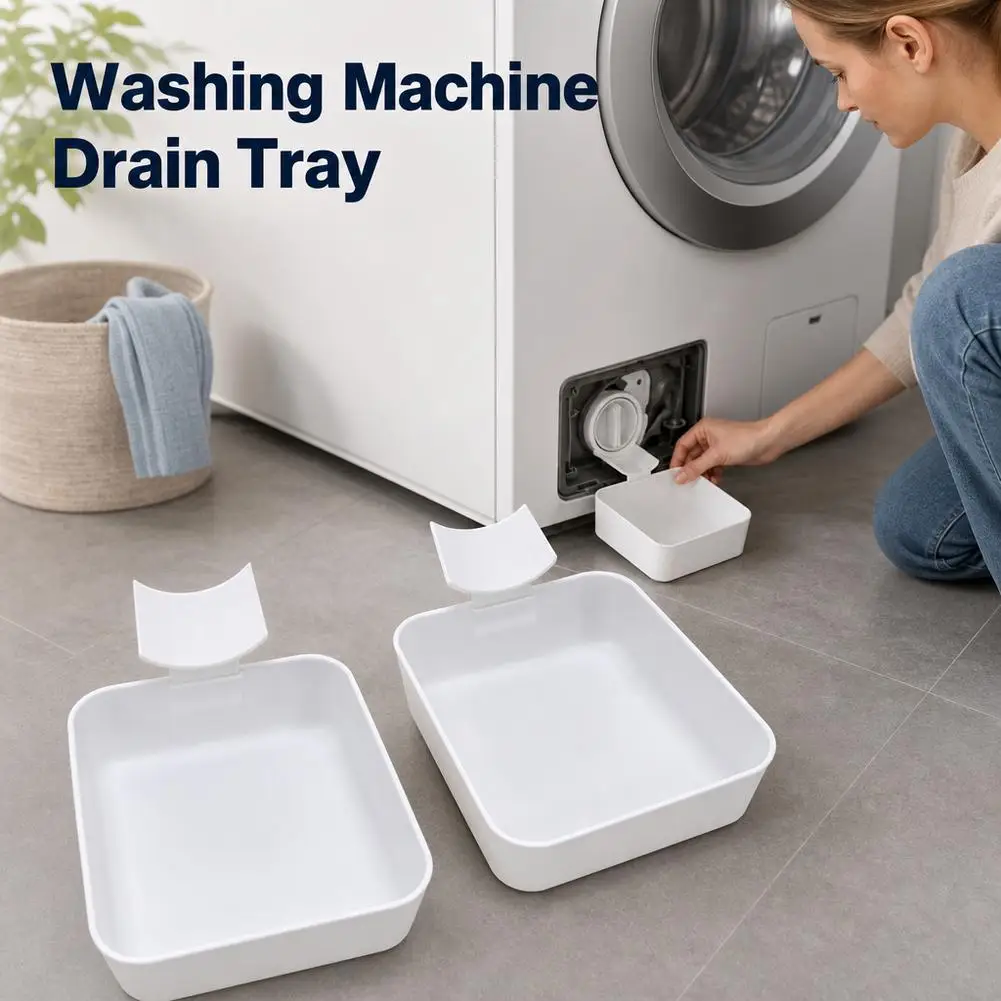 2pcs Washing Machine Drainage Tray Water Catch Tray for Lint Filter Cleaning Portable Anti-Spill Water Pan for Home Laundry Room