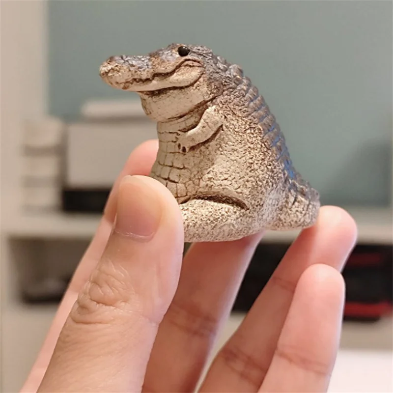 Boutique Purple Sand Tea Petting Little Crocodile Tea Pet Ornaments Handmade Tea Ceremony Tea Play Financial TeaTable Gift