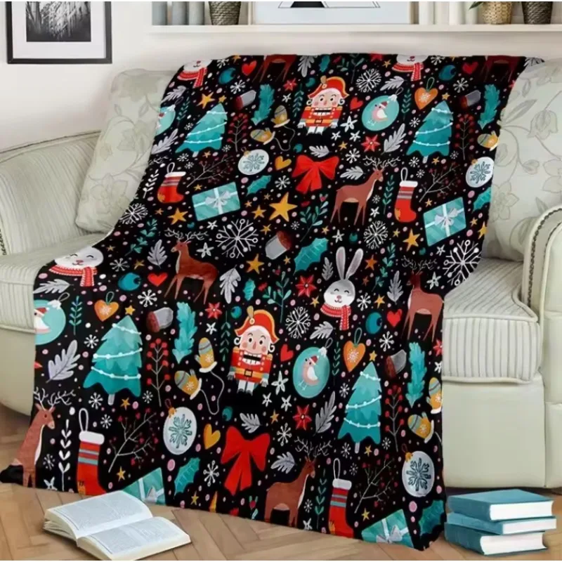 Nutcracker Christmas Tree Cartoon Blanket,Soft Throw Blanket for Home Bedroom Bed Sofa Picnic Travel Office Cover Blanket Kids
