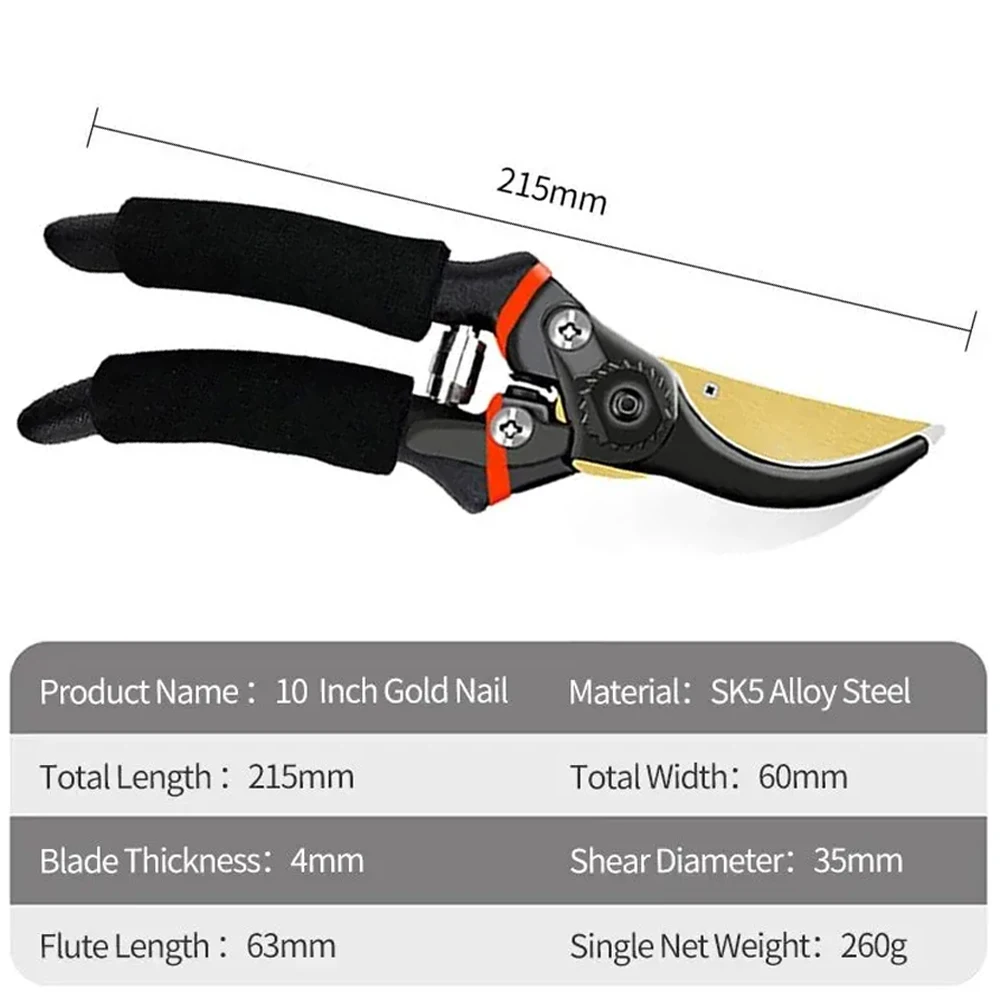 Professional 10 Inch Garden Pruner Shears SK5 Blade Pruning Scissors for Bonsai Fruit Trees Flowers Branches Garden Pruners