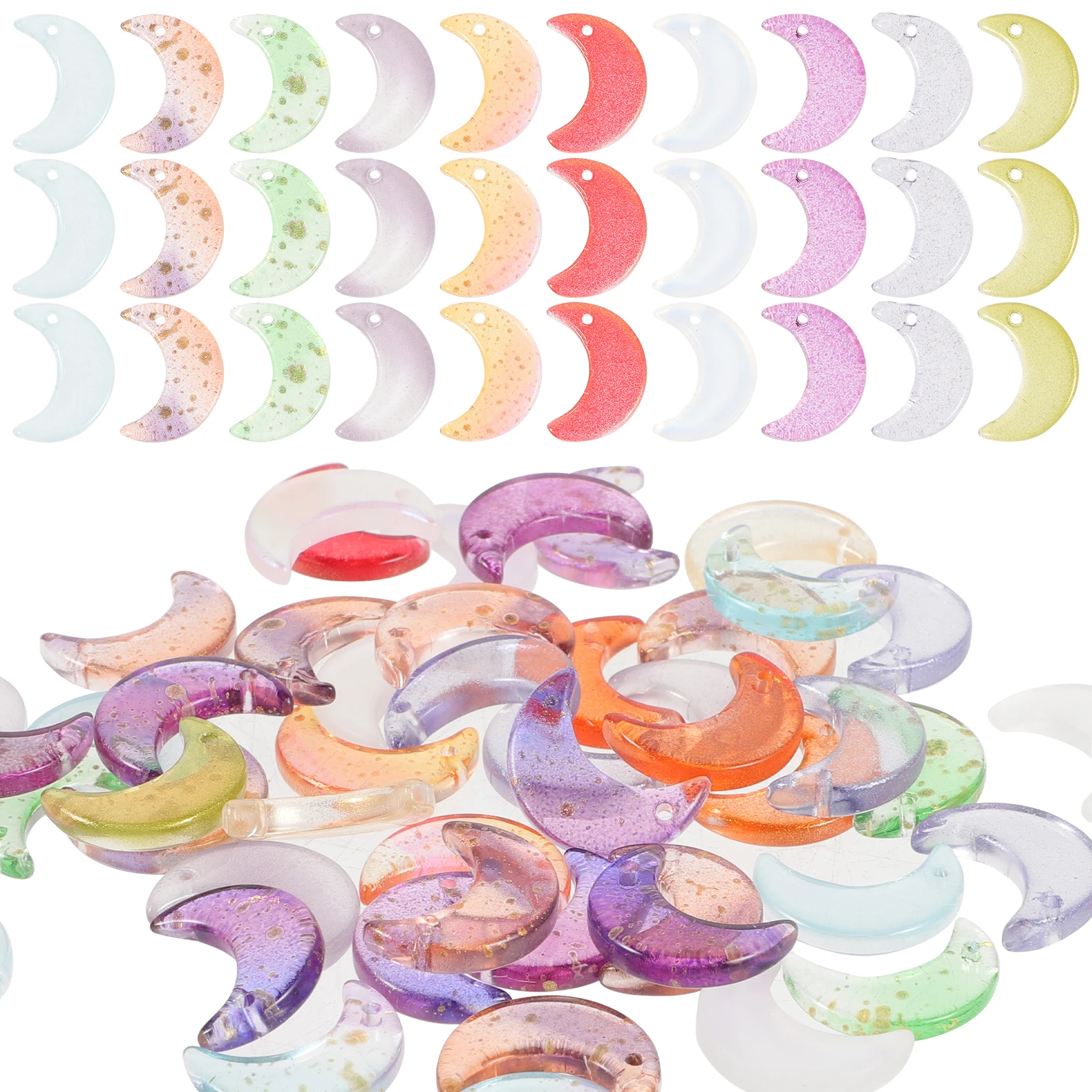 

100pcs Crystal Glass Moon Crescent Jewelry Making Charms Decorative Hanging Beads Diy Earring Pendant Dangle Moon Crescent