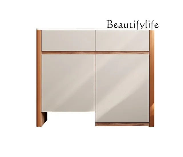 

Sweeping Storage Modern Multi-Functional Living Room Solid Wood Housekeeping Cabinet High-End Saddle Leather Sideboard Cabinet