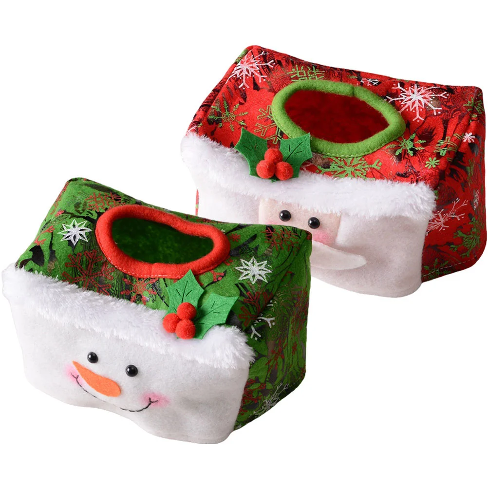 

2 Pcs Christmas Tissue Box Xmas Ornaments Bags Paper Protective Cover Container