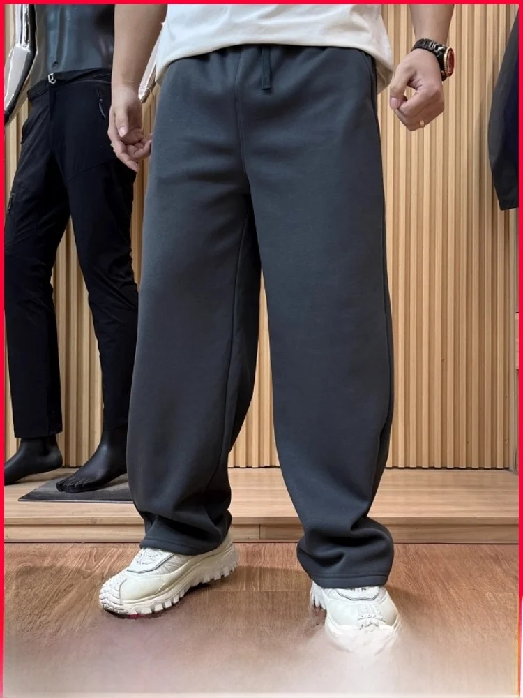 

Loose Fit Knitted Fce Lined Sports Men's Casual Pants Elastic Waist Sweatpants Youth Trendy Cotton Polyester Blend