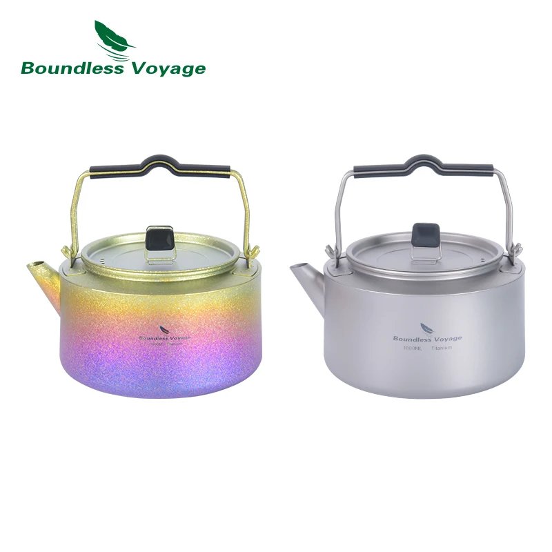 Boundless Voyage 1000ml Titanium Water Kettles Ultralight Tea Pot Portable Multicolor Teakettle Kitchen Drinking Cookware 1L