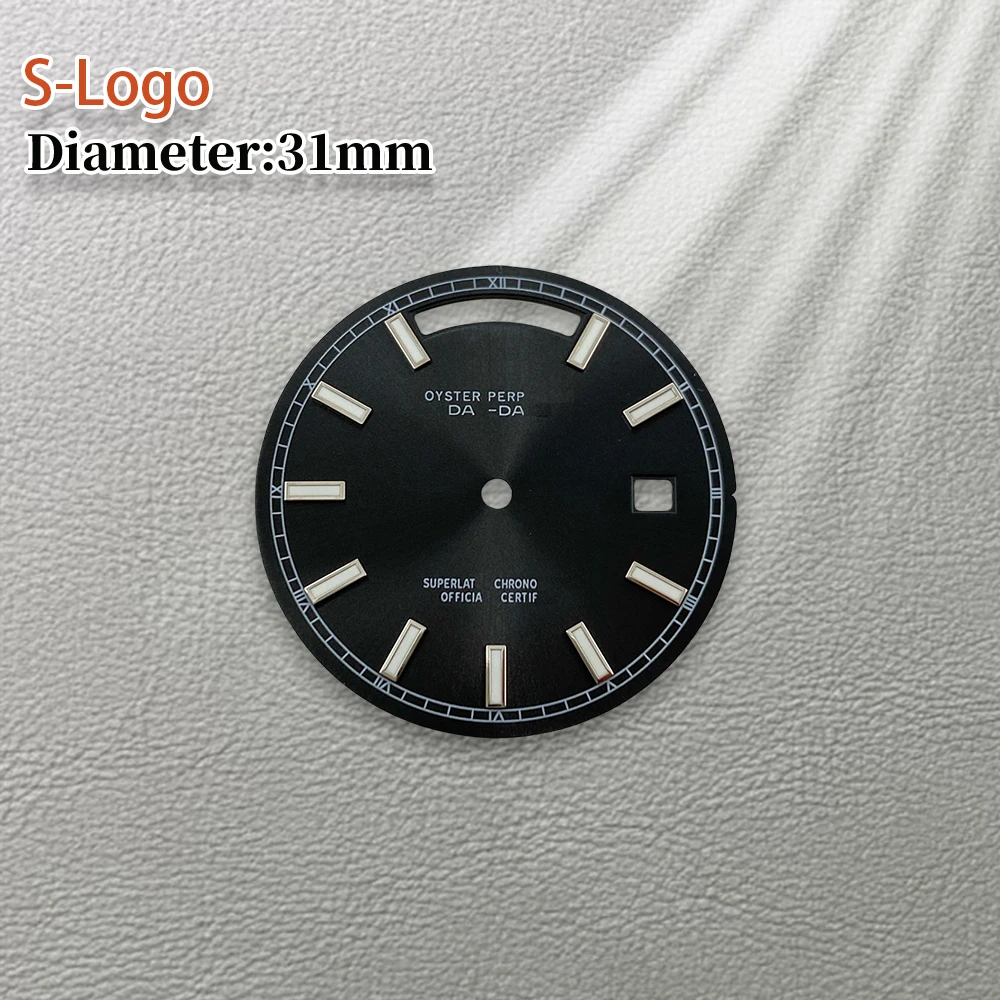 31mm logotipo s mostrador preto marrom adequado para 8285 movimento verde luminoso de alta qualidade acessórios de modificação de relógio ferramentas de reparo