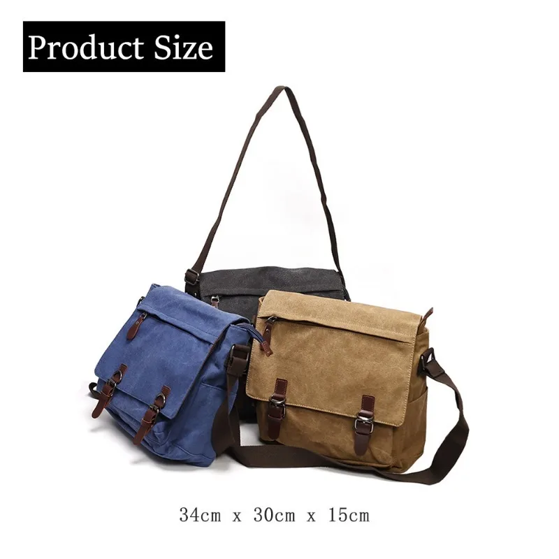 Casual Canvas Messenger Bag Men Fashion Retro Men's Crossbody Bags Laptop Bag Handbag Large Capacity Shoulder Messenger Bag Male