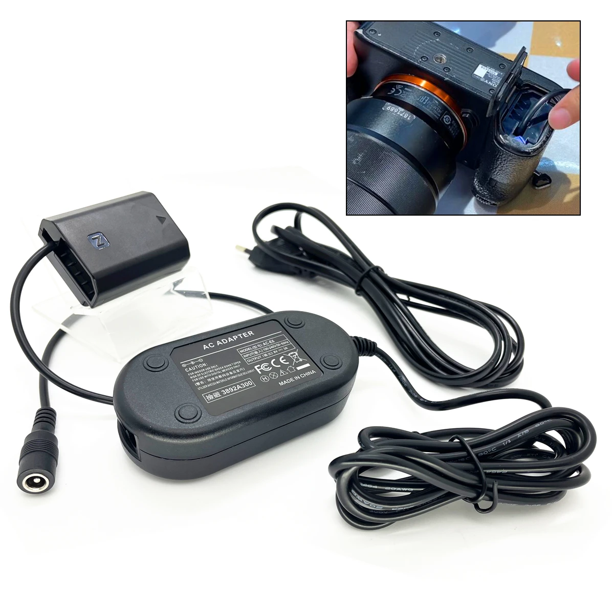 FZ100 DC Coupler Dummy Battery + AC Power Adapter for Sony ZV-E1 A7R V , A7 IV , A7S III , A7CR A6700 A9M3 Live Stream Adaptor