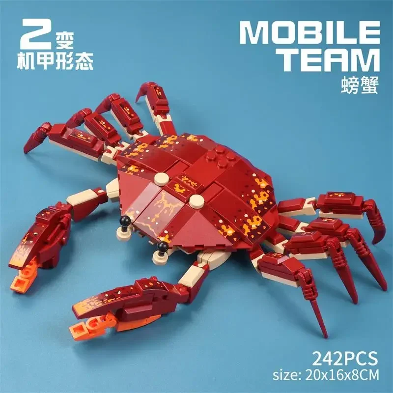 Creative Assembly Crab Ocean Animals Building Block  DIY Seahorse Squid Shark Building Blocks Toy Zoo Underwater Boy Robot