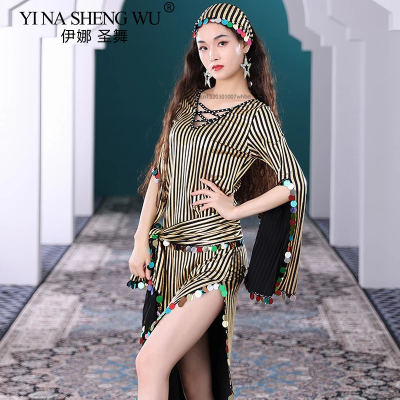 4 pièces ensemble Costume de danse du ventre robe pour femmes paillettes Baladi Shaabi Robes de danse folklorique femme orientale danse du ventre Robes de scène