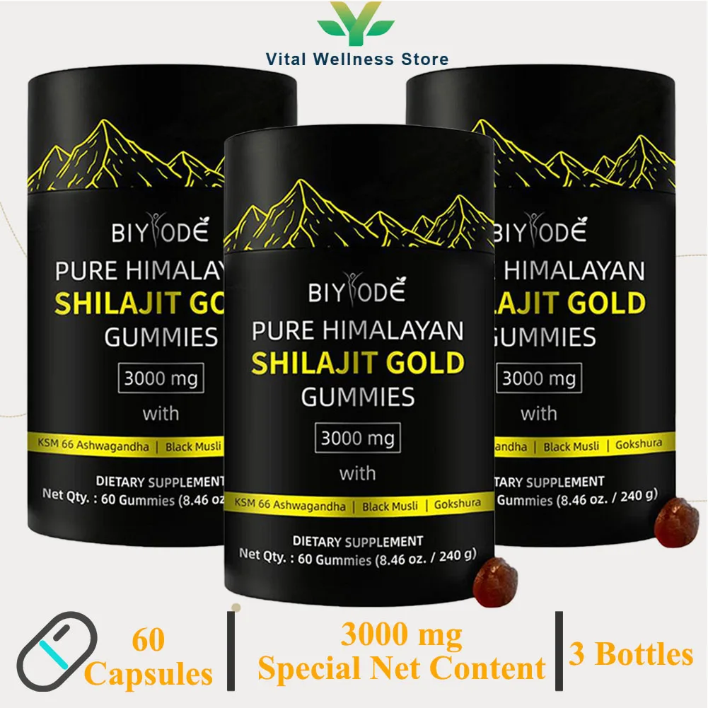 3PCS BIYODE 3000mg Himalayan Shilajit Resin Gummies Energy Boost Help With Muscle Recovery Reduce Fatiguesupplement Vegetarian