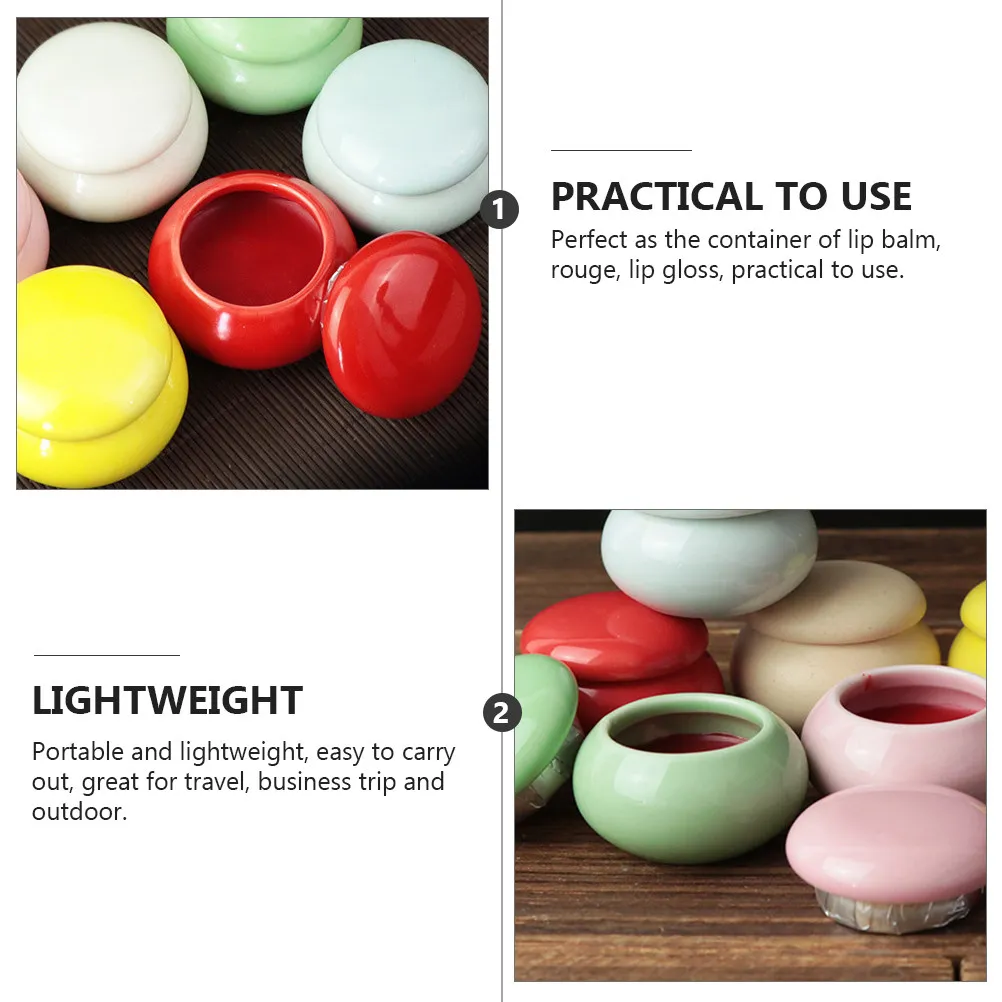 

3Pcs Lipstick Storage Jar Ceramic Cosmetics Container with Lid Multipurpose Box for Lip Balm Rouge Portable Beauty Organizer