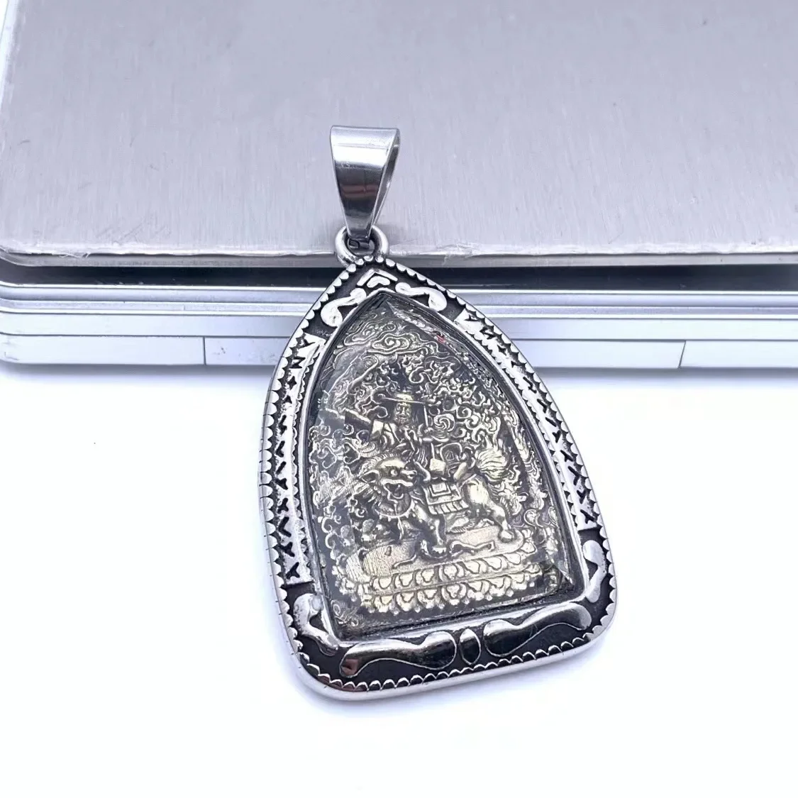 جديد ستة المسلحة ماهاكالا بوذا تعويذة التيتانيوم الصلب خمر تاشي يسه قلادة قلادة زانغ وانغ بوذا قلادة #3