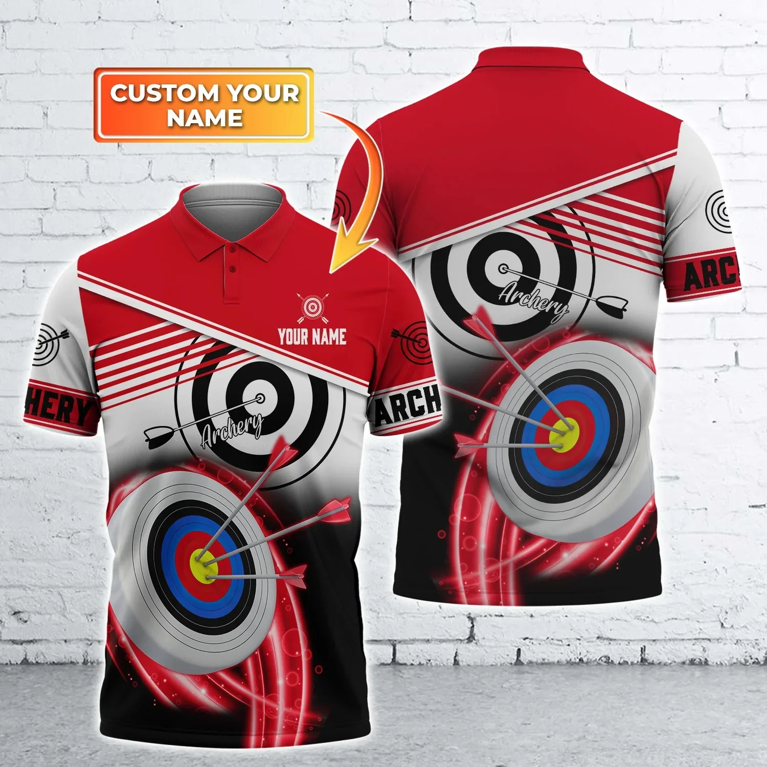 Men's Polo Shirt Personalized Name Archery T-shirt 3D Printed Summer  Unisex Short Sleeve Loose Lapel Top Gift for Archery Lover