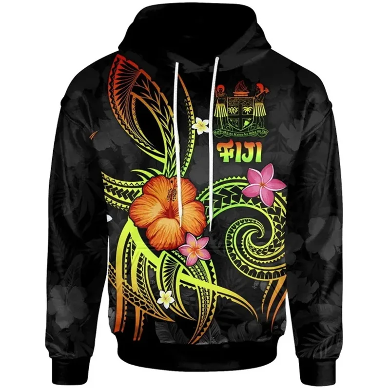 Polynesie Flagge Grafik Hoodies Modetrend Straße National Emblem 3d gedruckt Herren Hoodie lässig im Freien übergroßen Sweatshirt