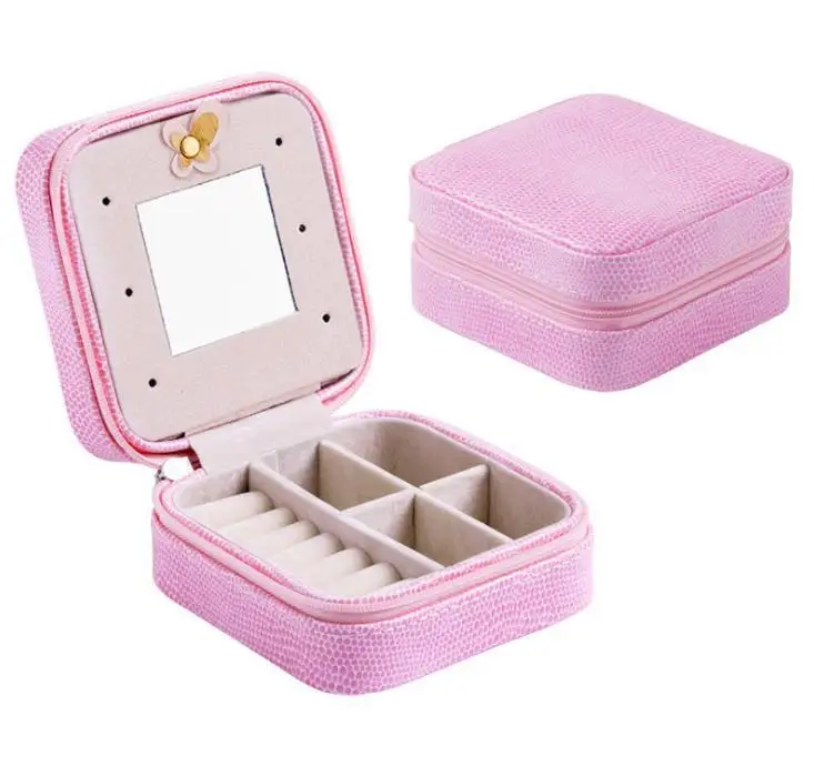 50pcs Women's Mini Stud Earrings Rings Jewelry Box Useful Makeup Organizer With Zipper Travel Portable Jewelry Box Wholesale