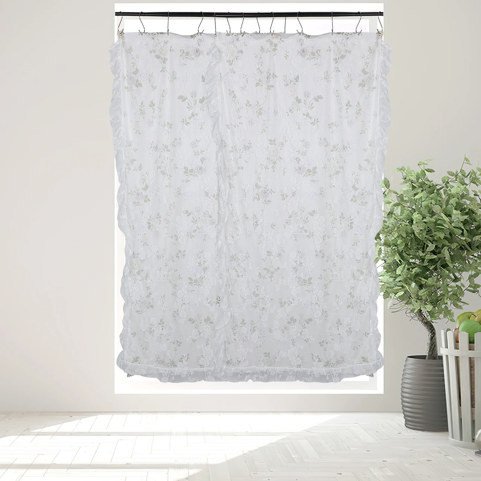 

Translucent Lace Blackout Gauze Curtain White Sheer Curtains s Polyester Bedroom Living Room Window Drapes Privacy Boho