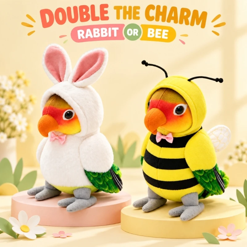 Costumed Plush Bird Toy with Soft Short-Plush Fabric for Storytelling, Character Play, Hugging, and Room Shelf Desktop A2UB