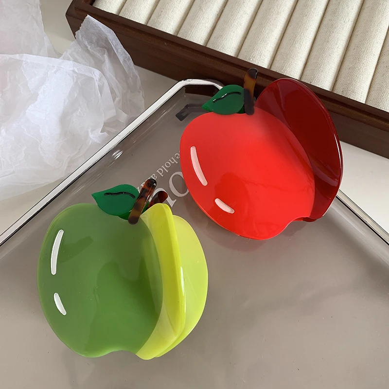 Korean New Fashion Summer Fruit Hair Accessories Sweet Cute Colorful Apple Peach Acetic Acid Shark Clip Wholesale Drop Shipping