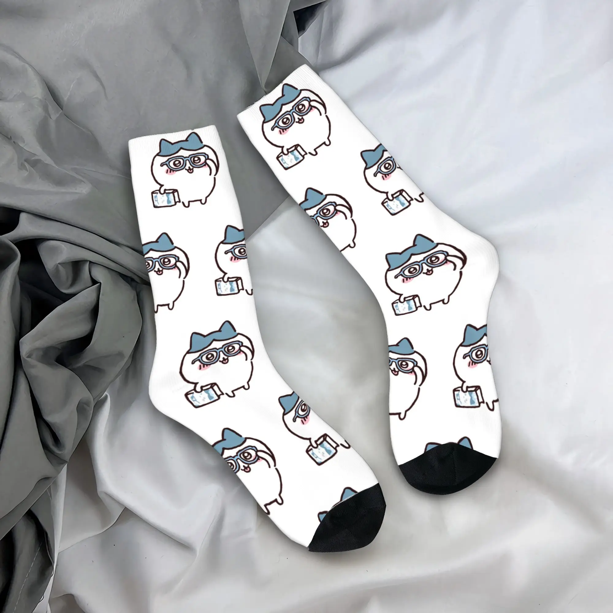 

Носки для взрослых и мужчин Chiikawas Hachiware Play, чулки для гитары, нескользящие носки высокого качества, осенние забавные спортивные носки для бега с графикой