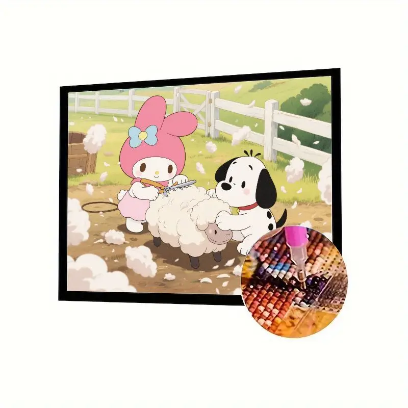 

1 шт. Набор для алмазной живописи My Melody & Flat Sheep Sheep - Cute Sanrio Cartoon Full Drill 5D DIY Diamond Art Craft для взрослых Ki