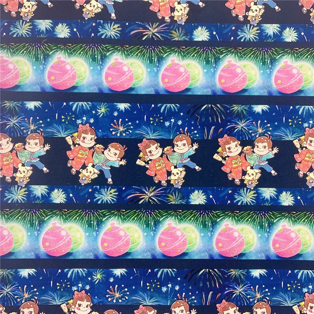 50*110CM Cartoon fireworks Boy girl  100% Cotton Fabric DIY Tissue Patchwork Printed Sewing baby Skirts clothes Quilting Bedding