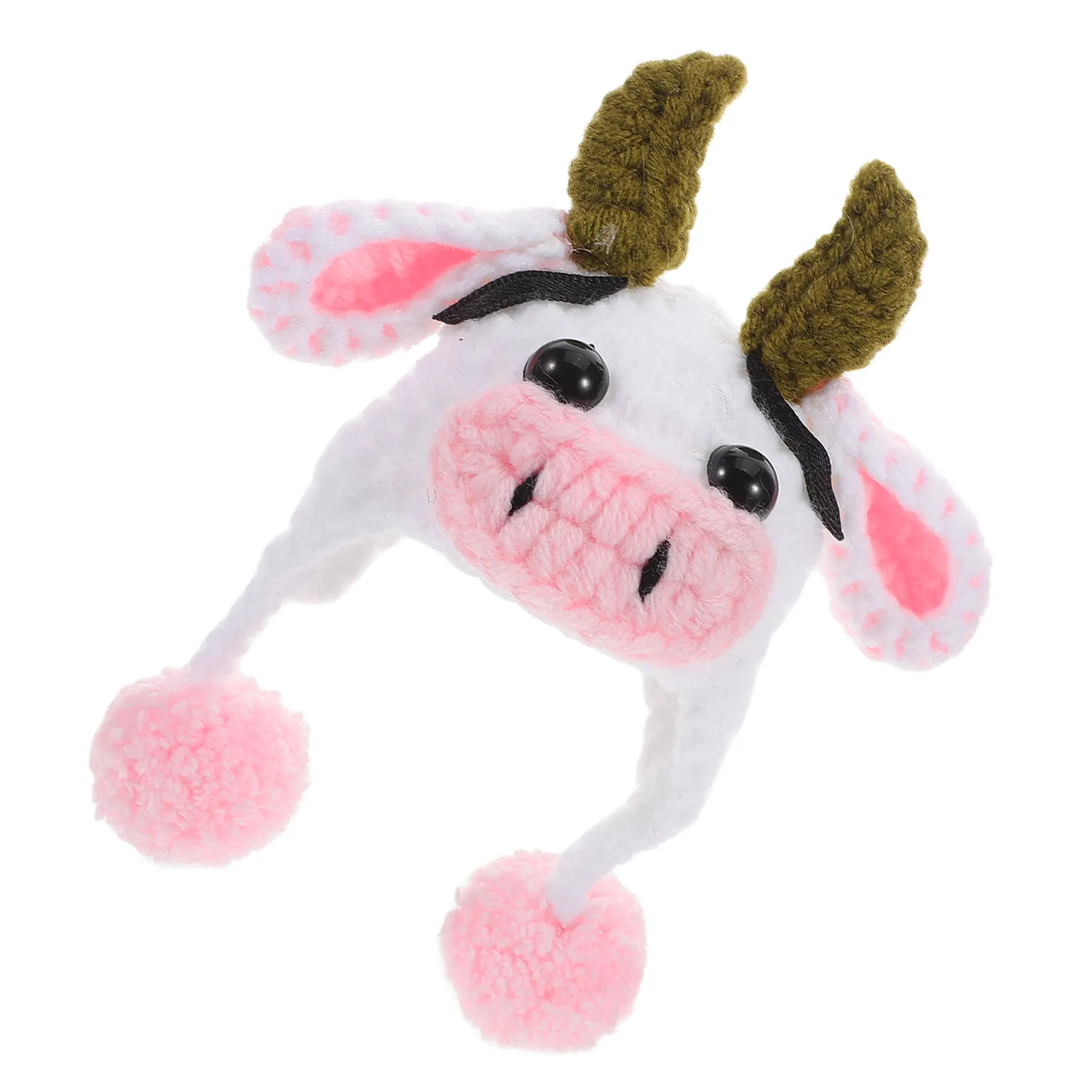 Mini Chapéu de Vaca em Tricô, Boné de Inverno Fofo de Desenho Animado para Artesanato DIY, Acessório de Decoração, Mini Chapéus para Artesanato